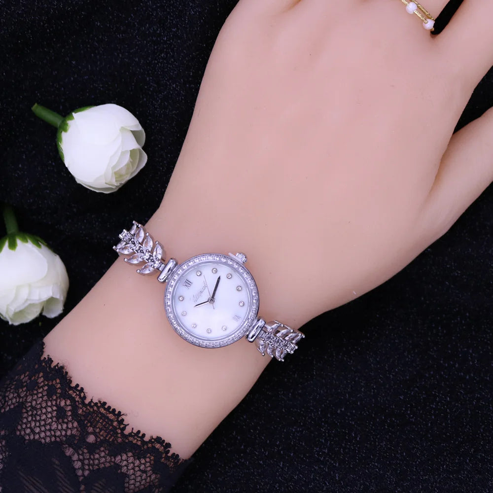Lady Women's Watch Japan Quartz Jewelry Hours Fine Fashion Clock Claw-setting Crystal Bracelet Luxury Girl Gift Box