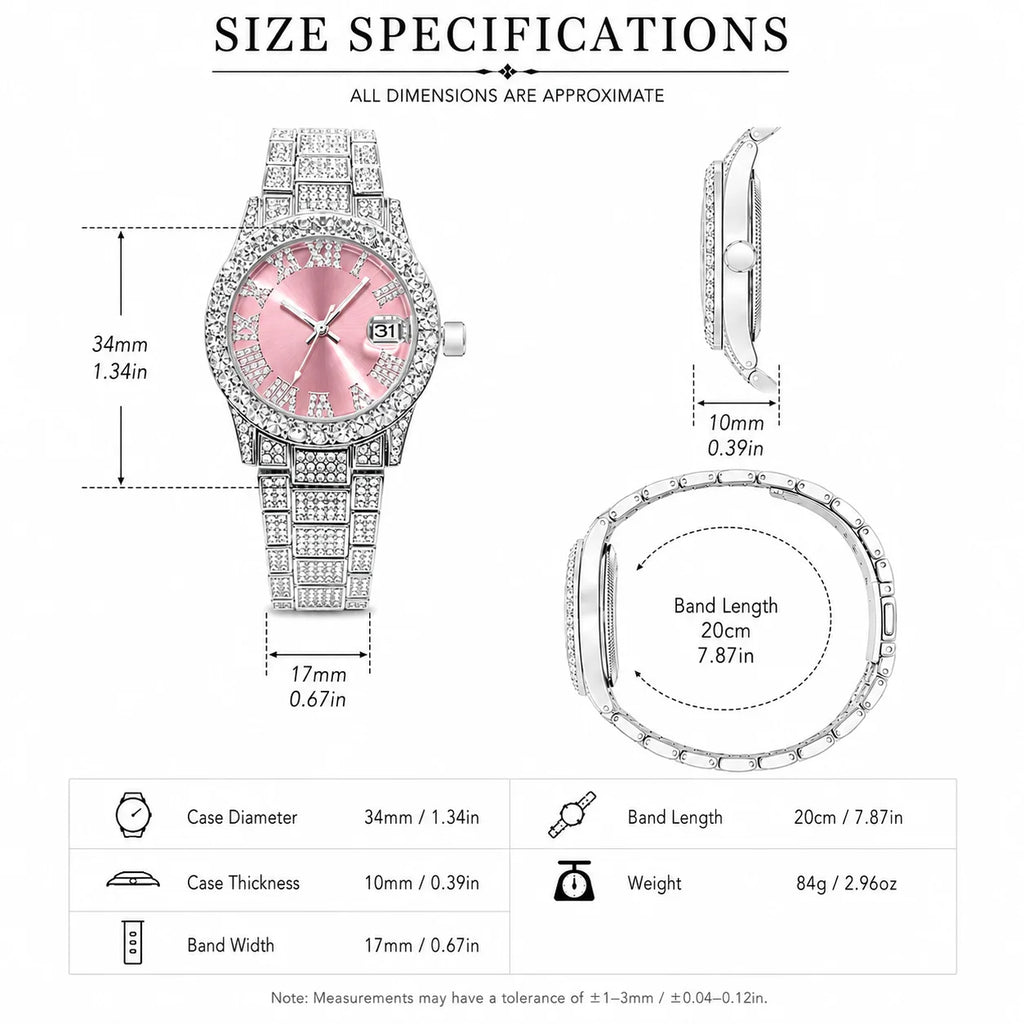 Elegant Women's Watch Pink Small Dial Fashion Dresses Diamond Watch For Ladies Luxury BlingBling Iced Mini Wristwatches Gift