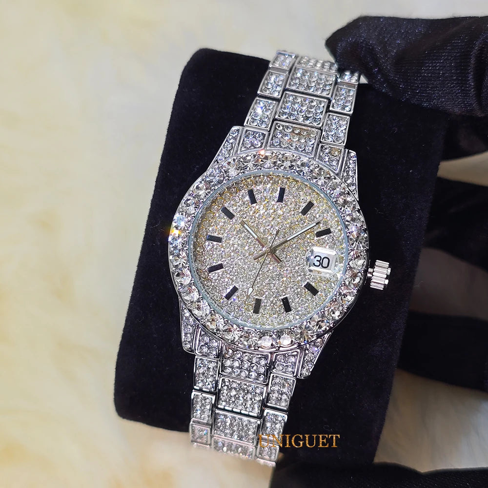 Elegant Women's Watch Pink Small Dial Fashion Dresses Diamond Watch For Ladies Luxury BlingBling Iced Mini Wristwatches Gift