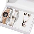 Butterfly Jewelry Set (without box)Women Watches Female Leather Watch Rings Necklace Earrings Bracelet Wedding Gift