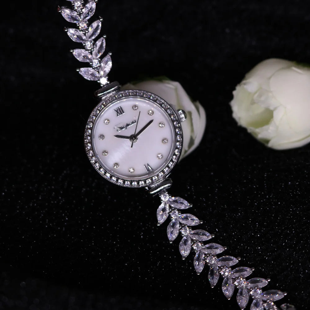 Lady Women's Watch Japan Quartz Jewelry Hours Fine Fashion Clock Claw-setting Crystal Bracelet Luxury Girl Gift Box
