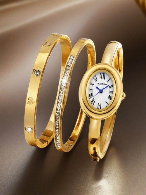 3-Piece Watch and Jewelry Set, Casual, Fashionable, Simple and Versatile Watch