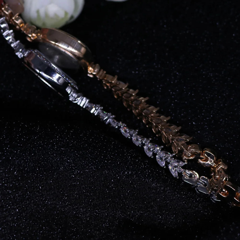 Lady Women's Watch Japan Quartz Jewelry Hours Fine Fashion Clock Claw-setting Crystal Bracelet Luxury Girl Gift Box