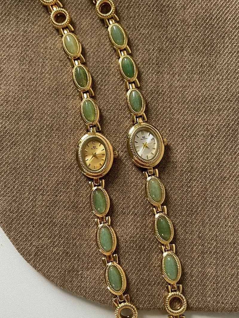 Luxury High Quality Natural Jade Bracelet Watch Retro Ladies Watches Elegant Quartz Watches Gift Pretty Wristwatch Jewelry실용도매