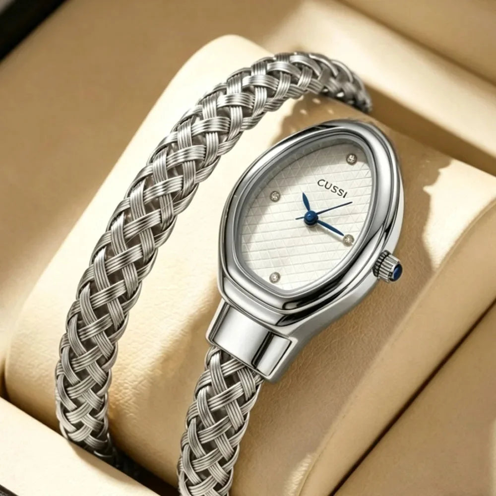 1 Exquisite Chain Watch with Elegant White Dial, Shiny Decorative Design, Stylish and Versatile, Essential for Daily Commute