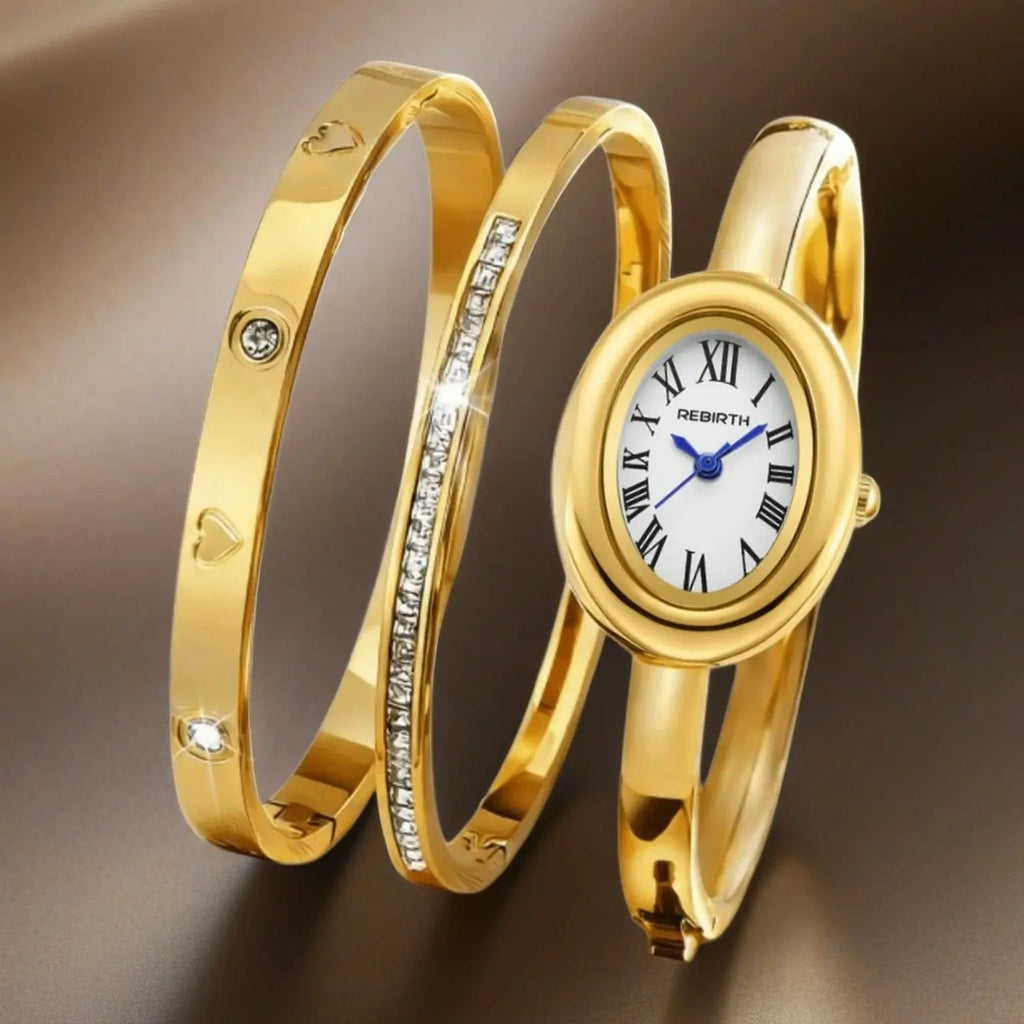 3-Piece Watch and Jewelry Set, Casual, Fashionable, Simple and Versatile Watch