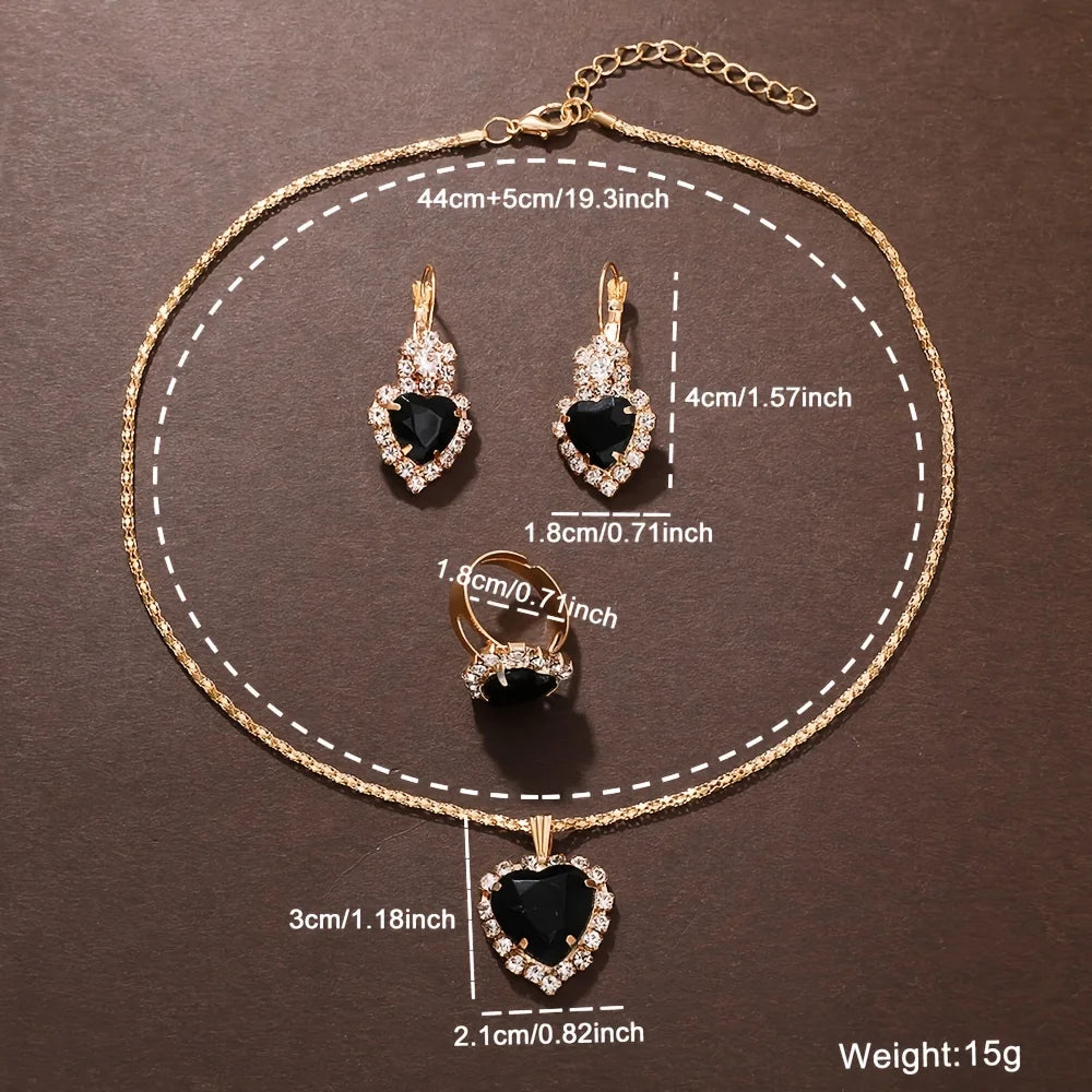 5-piece women's fashionable retro quartz watch and crystal jewelry set