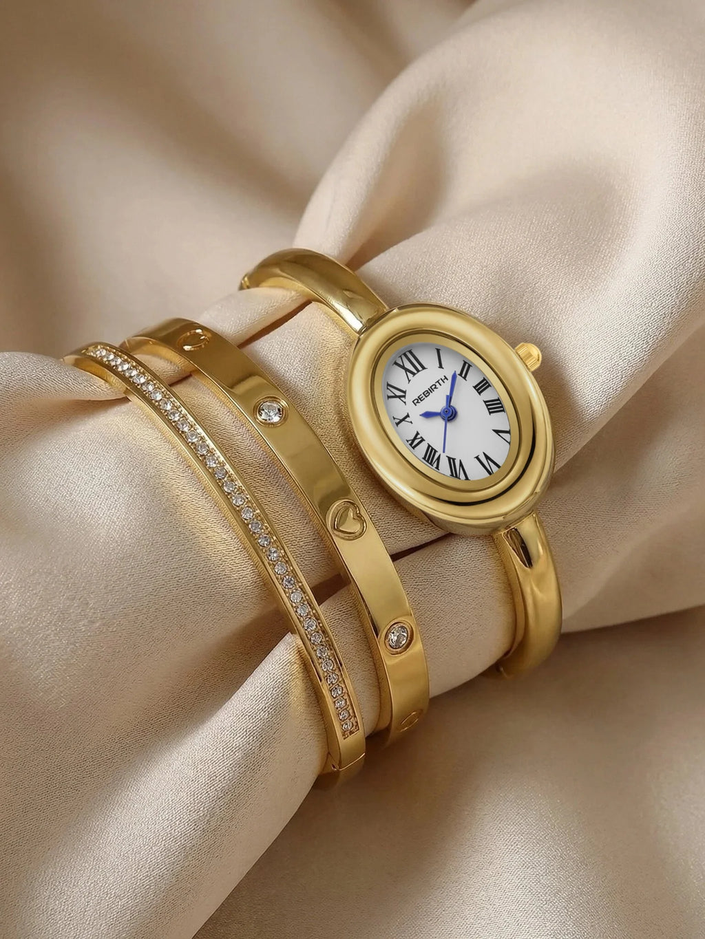 3-Piece Watch and Jewelry Set, Casual, Fashionable, Simple and Versatile Watch